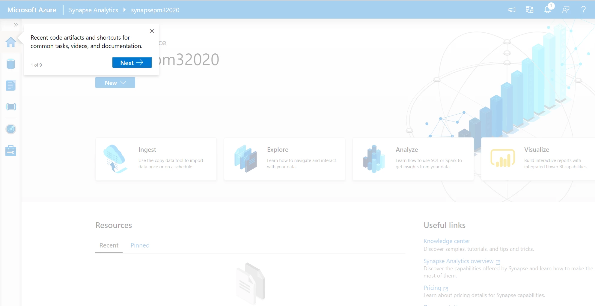 Digital self-guided tour of the Azure Synapse Studio. 